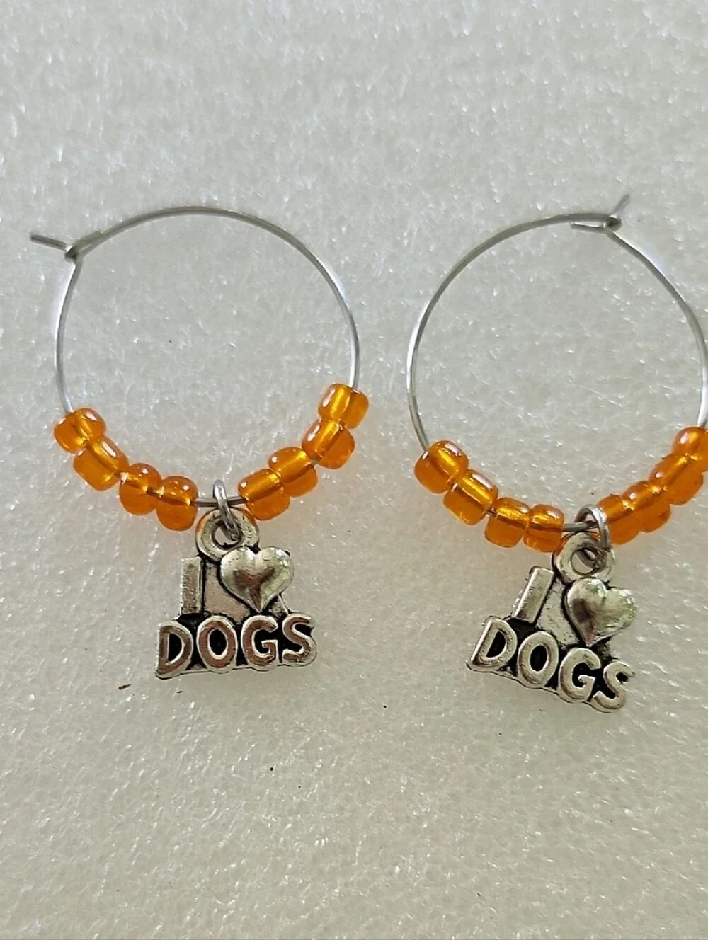 I Love Dogs Orange Beaded Pet Charms